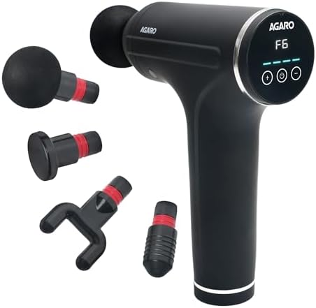 Massager Gun 4 Heads, 6 Speed, Rechargeable, Handheld, Percussion Muscle Massager for Full Body Relief, Muscle Relaxation of Neck, Shoulder, Back, Foot for Men & Women, Black.