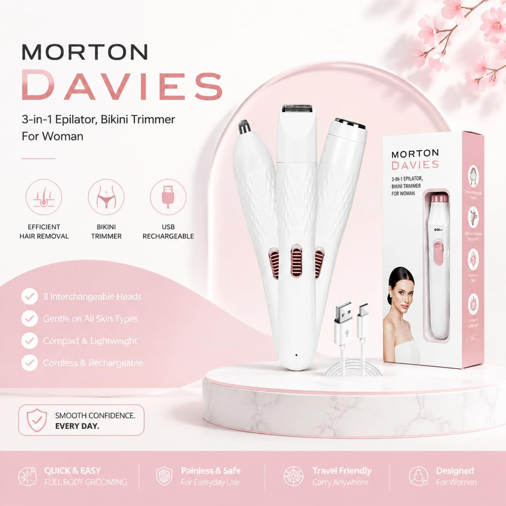 Eyebrow Trimmer for Woman All in One, 3-in-1 Epilator, Bikini Trimmer For Woman || Facial Hair Remover for Face, Nose, Intimate Areas, Arms,