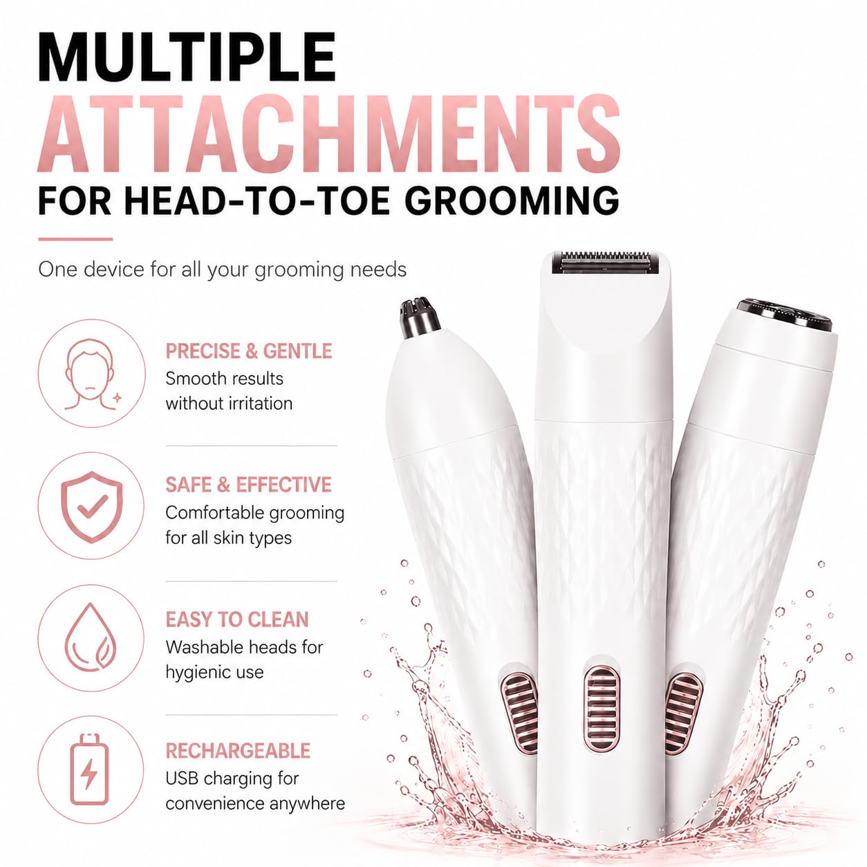 Eyebrow Trimmer for Woman All in One, 3-in-1 Epilator, Bikini Trimmer For Woman || Facial Hair Remover for Face, Nose, Intimate Areas, Arms,