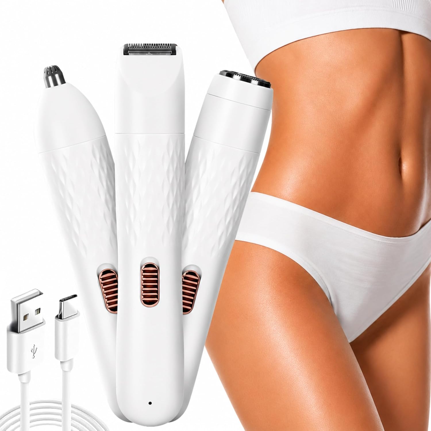 Eyebrow Trimmer for Woman All in One, 3-in-1 Epilator, Bikini Trimmer For Woman || Facial Hair Remover for Face, Nose, Intimate Areas, Arms,