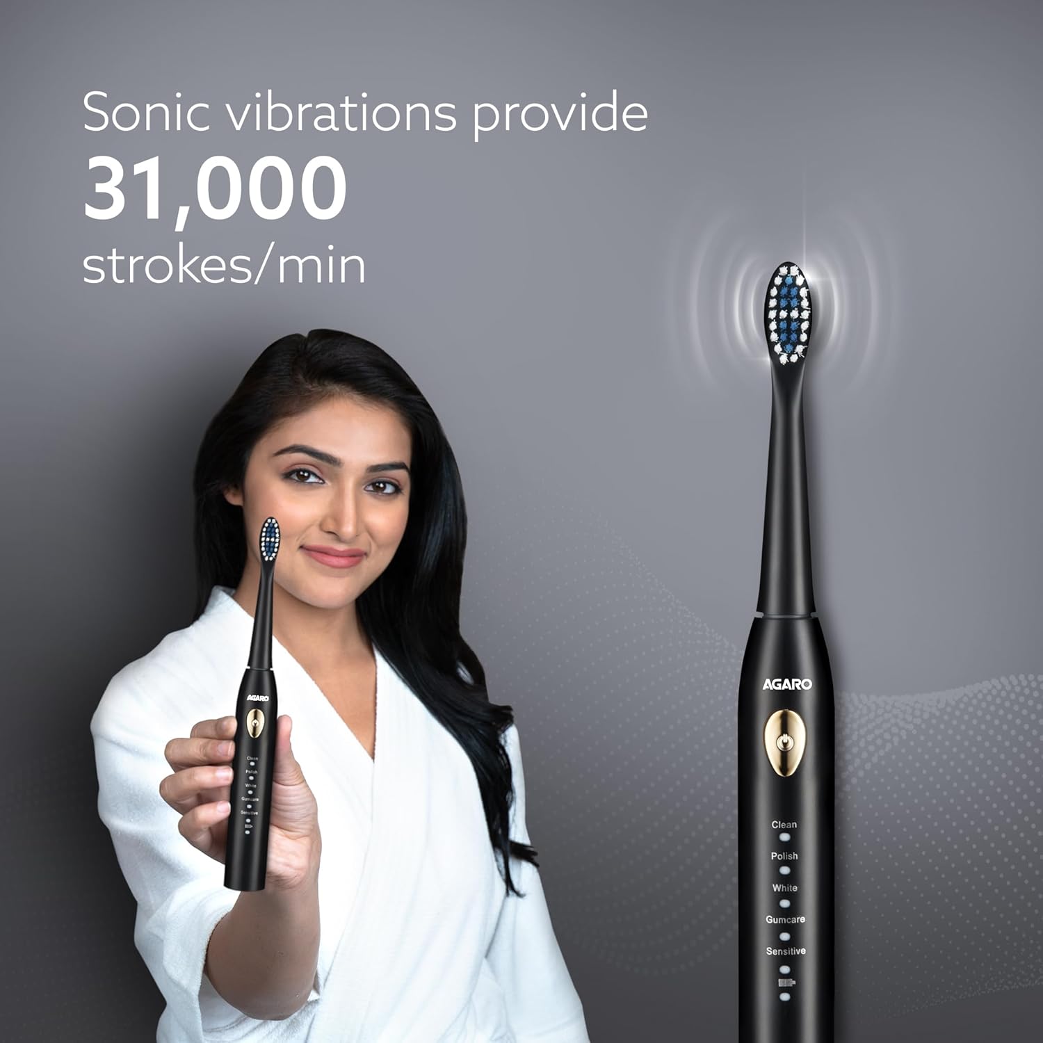 ITE Sonic Electric Tooth Brush For Adults With 5 Modes, 2 Brush Heads & Rechargeable With 4 Hours Charge Lasting Up To 25 Days, Power...