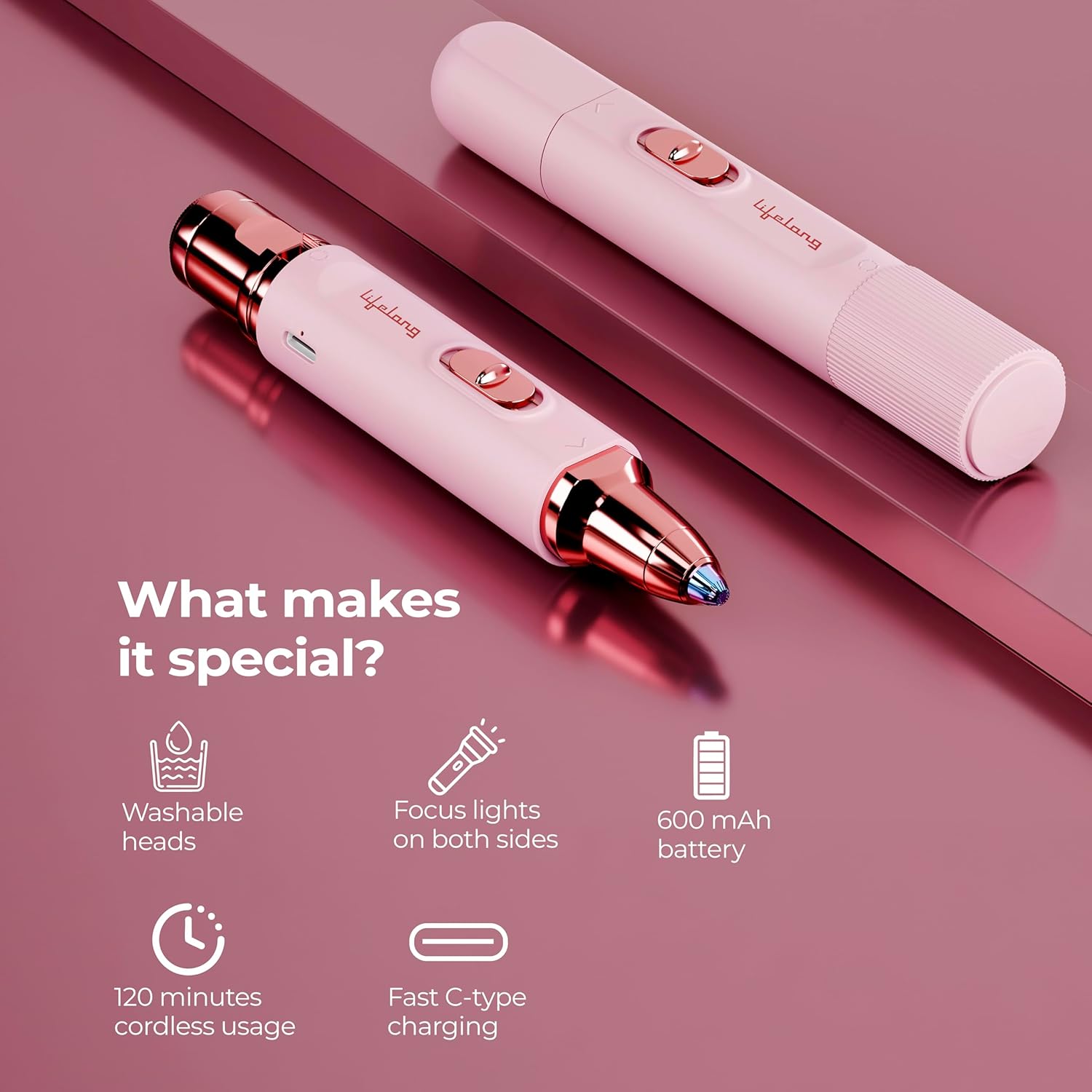 2in1 Face & Eyebrow Trimmer for Woman |Painless Portable Gentle Face Mini Hair Remover |TypeC Rechargeable