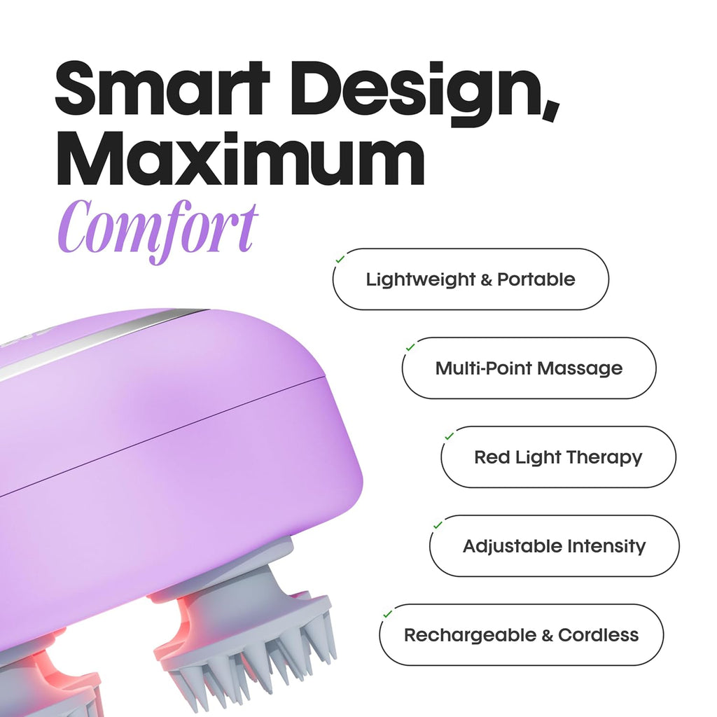 ead Massager For Scalp | Hair Massager for Hair Growth | Head Massager | Red light for hair | 96 Silicon Kneading Points Detachable Head, Stress...