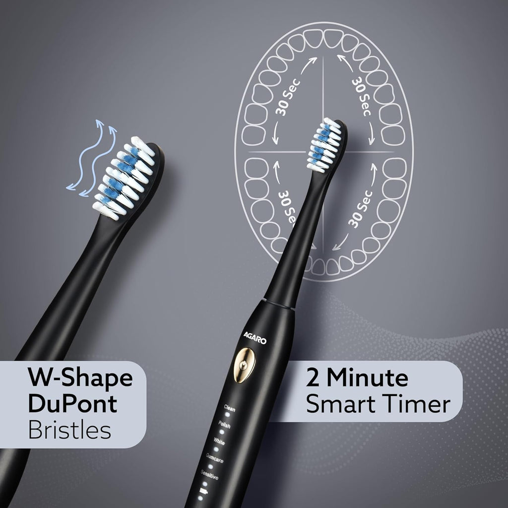 ITE Sonic Electric Tooth Brush For Adults With 5 Modes, 2 Brush Heads & Rechargeable With 4 Hours Charge Lasting Up To 25 Days, Power...