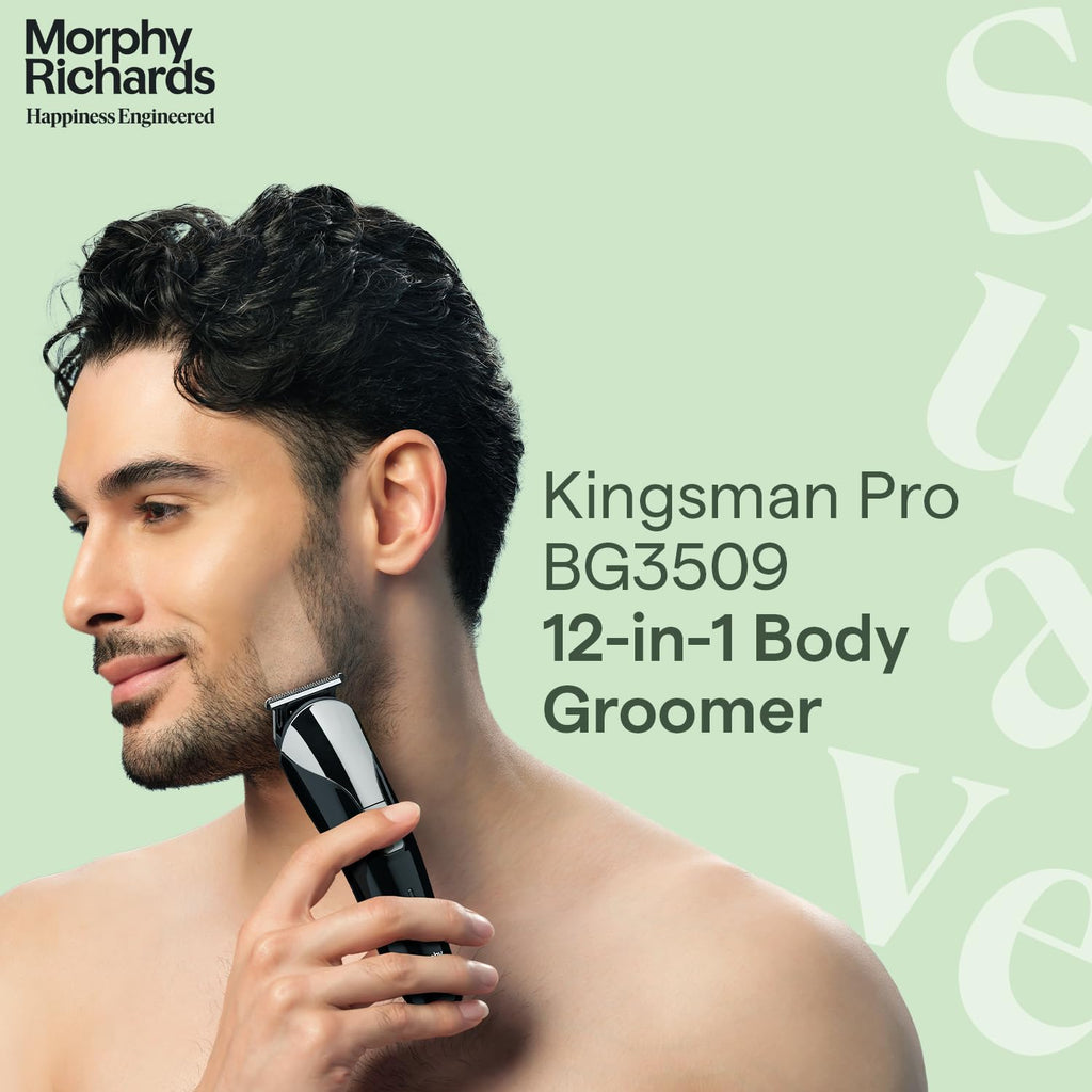 Richards Kingsman Pro 12-In-1 Grooming Kit For Men| Rechargeable All In One Men Trimmer|5 Face Nose Ear Hair Blades| Nose&Ear Trimmers| Private