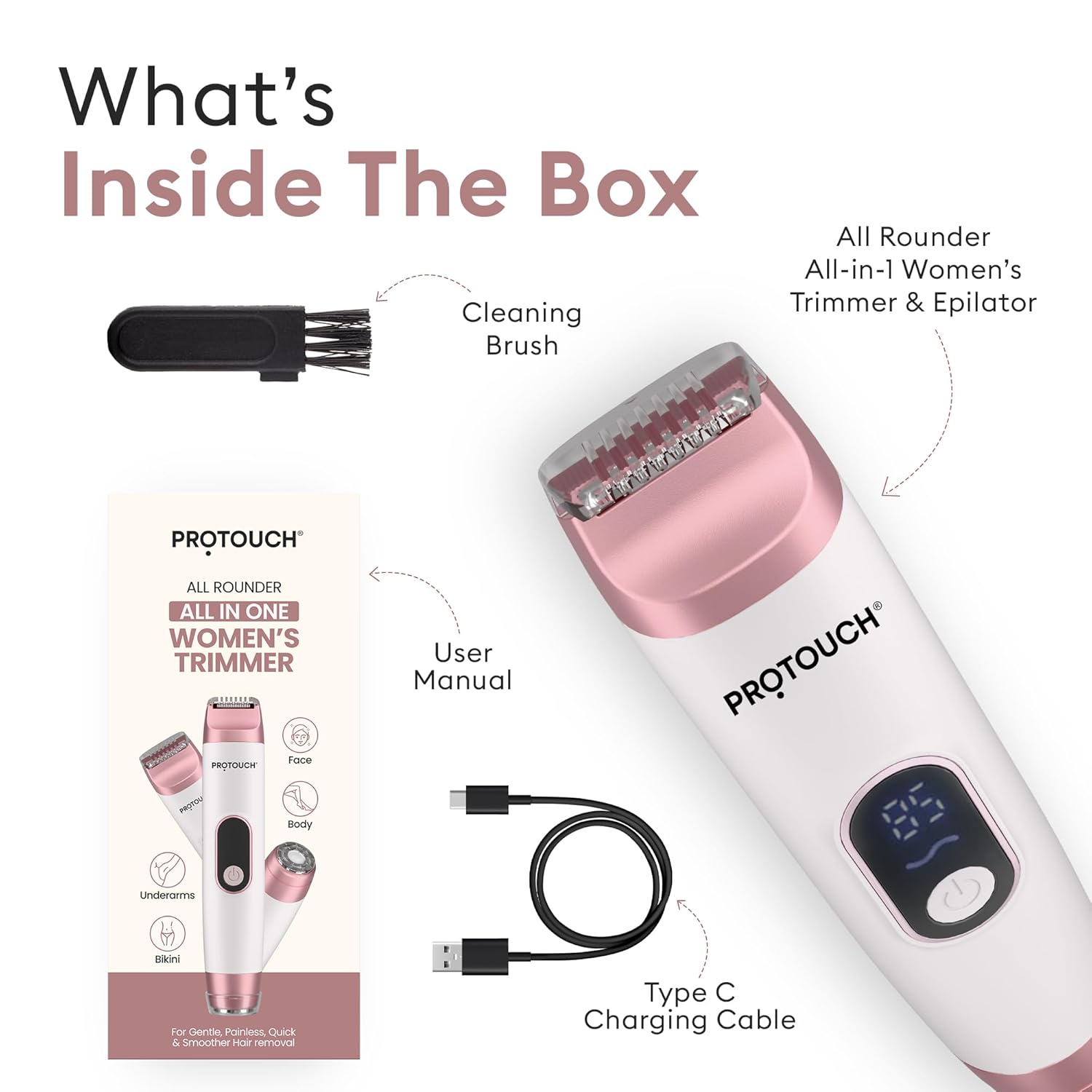 All Rounder All-in-1 Women’s Trimmer & Epilator for Face, Body, Underarms & Bikini Line | 6 MONTH WRRANTY