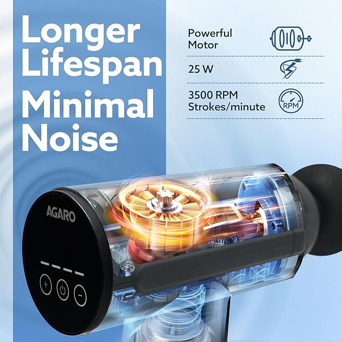 Massager Gun 4 Heads, 6 Speed, Rechargeable, Handheld, Percussion Muscle Massager for Full Body Relief, Muscle Relaxation of Neck, Shoulder, Back, Foot for Men & Women, Black.