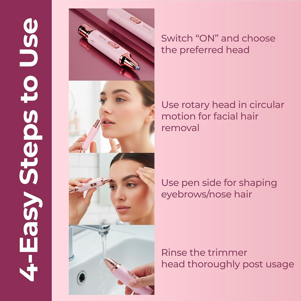 2in1 Face & Eyebrow Trimmer for Woman |Painless Portable Gentle Face Mini Hair Remover |TypeC Rechargeable