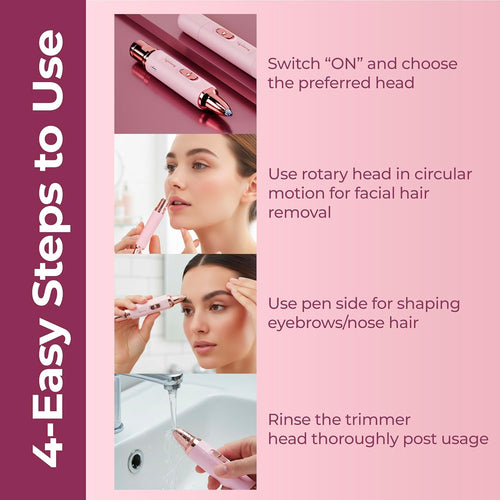 2in1 Face & Eyebrow Trimmer for Woman |Painless Portable Gentle Face Mini Hair Remover |TypeC Rechargeable